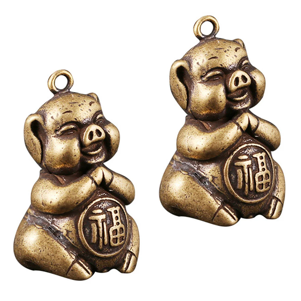 

2Pcs Brass Craft DIY Key Ring Decor Key Ring Ornament Keychain Pendant Vintage Pendant for Home DIY Keychain