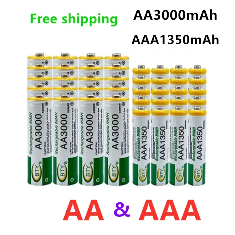 

1,2 в AA + AAA NI MH перезаряжаемая батарея AA 3000 мА/ч + батарея AAA 1350 мА/ч для планшетов, игрушек, часов, MP3-плееров, сменная никель-металлогидридная батарея