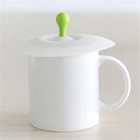 bean sprouts silicone cup lid with spoon holder dustproof leakproof ceramics mug sealed suction cover tea coffee cup cover lid