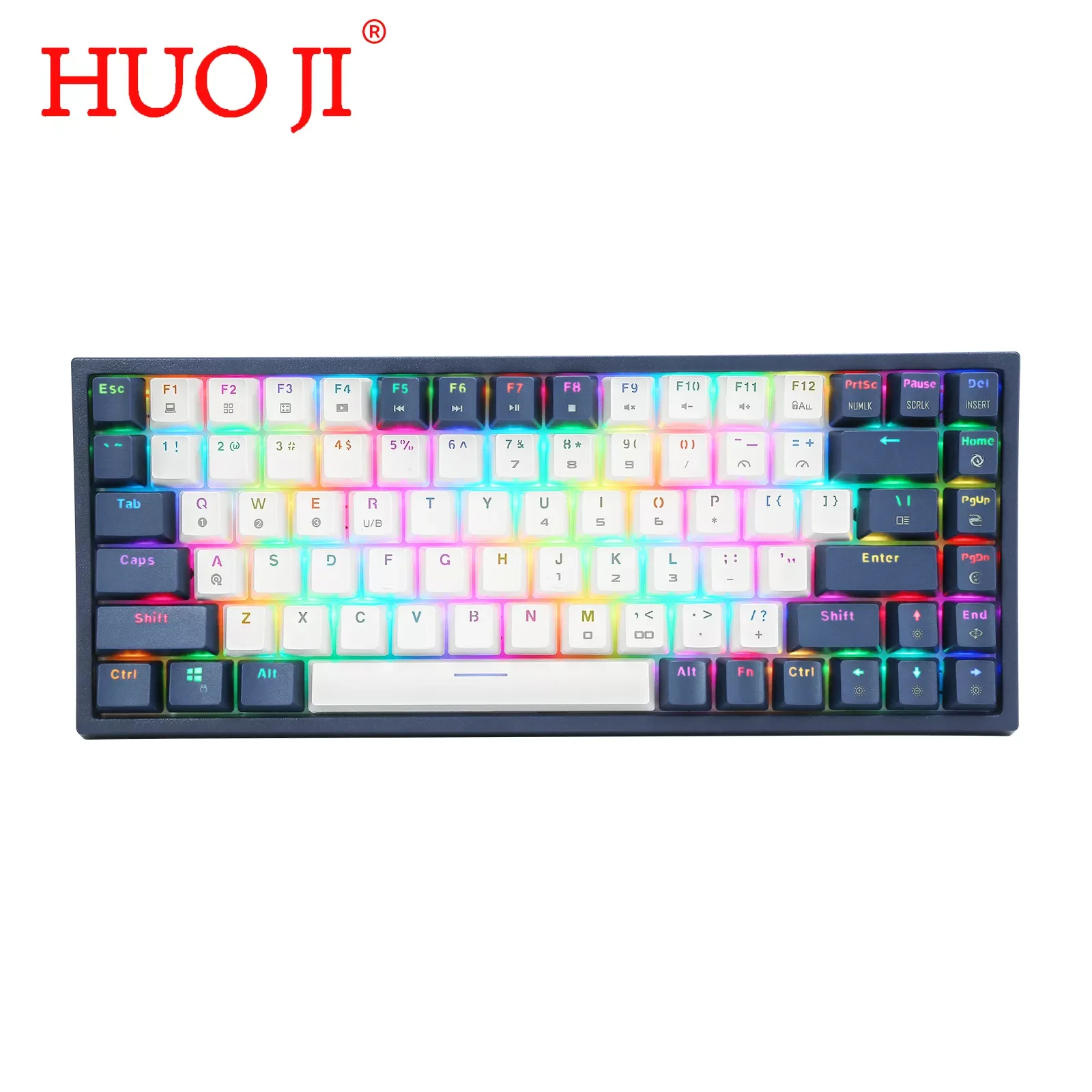 

HUO JI CQ84 84 Key Mechanical Keyboard USB Wired RGB Gaming Mechanical Keyboard Support Bluetooth Red Blue Switch For Desktop