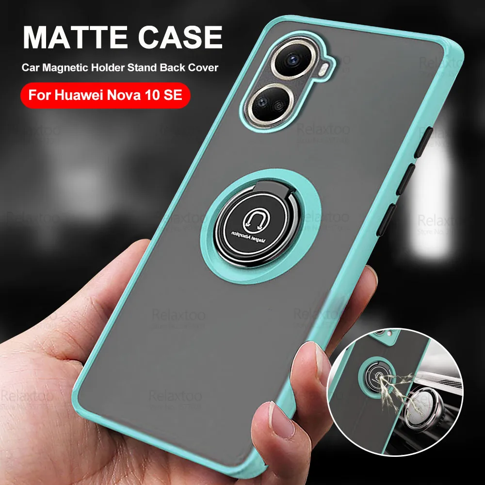 

Чехол для Huawei Nova 10 SE, ударопрочный матовый армированный чехол для камеры Huawey Nova10 10SE Nova10SE, автомобильный магнитный держатель, подставка, тонкие чехлы