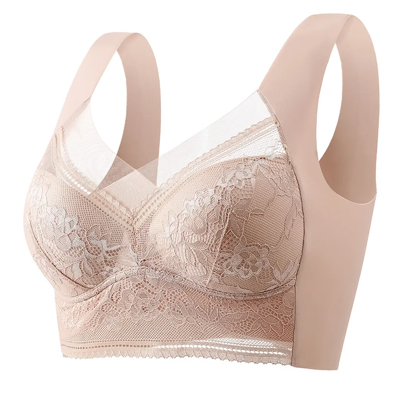 

Large Size Lace Seamless Underwear Women Without Steel Ring Gathering Anti-sagging Receiving Auxiliary Breast Sleep Bra