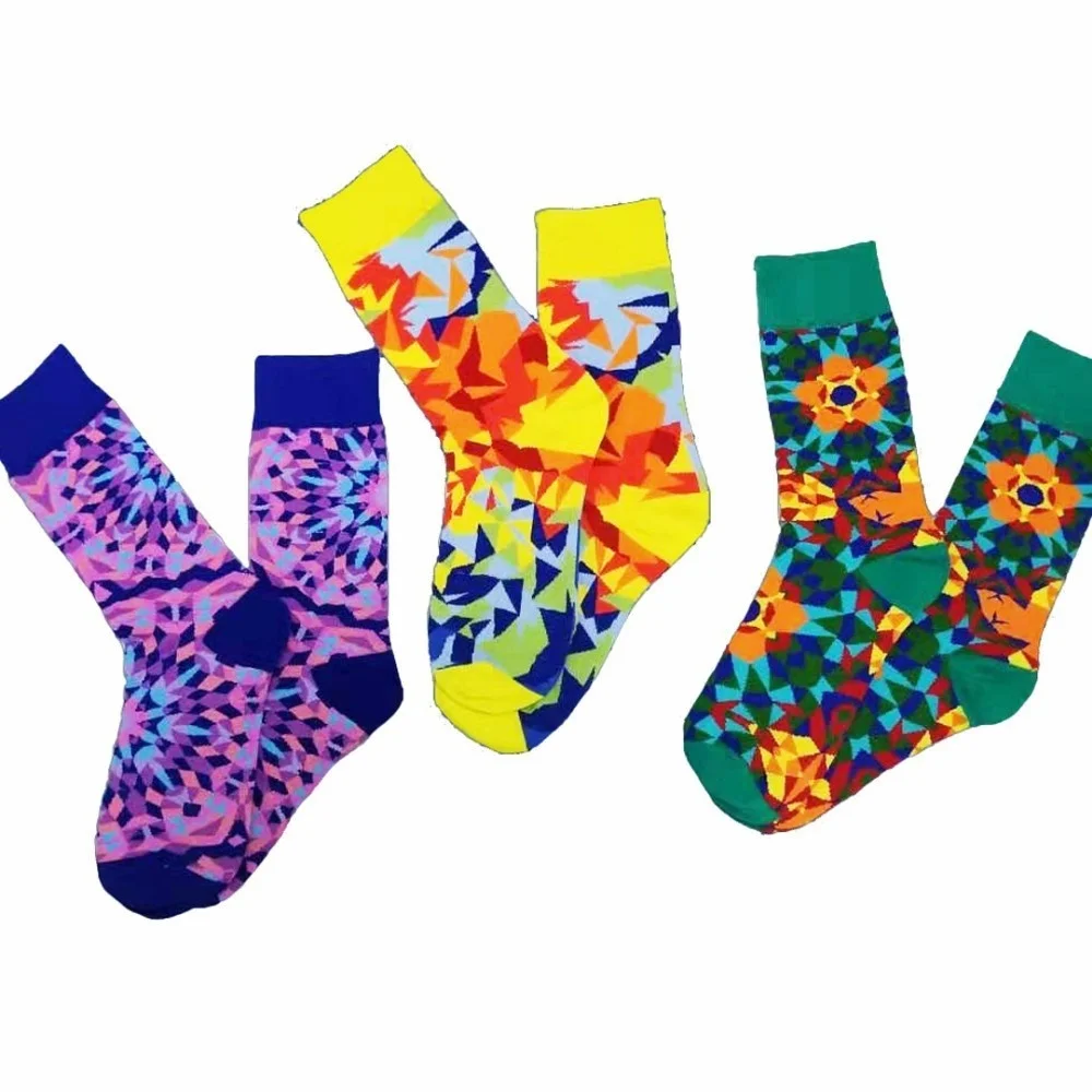 

Peonfly Quality Brand Mens Happy Heart Big Flower Ly Style Colorful Men Combed Cotton Tide Streetwear Socks