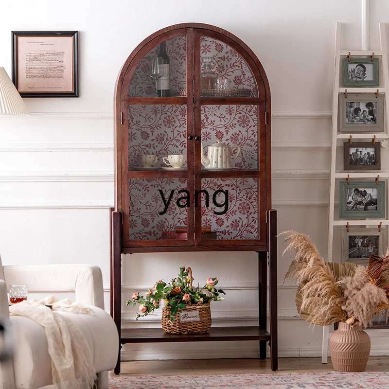 LH ретро винный шкаф со стеклянной дверью из массива дерева у настенного шкафа