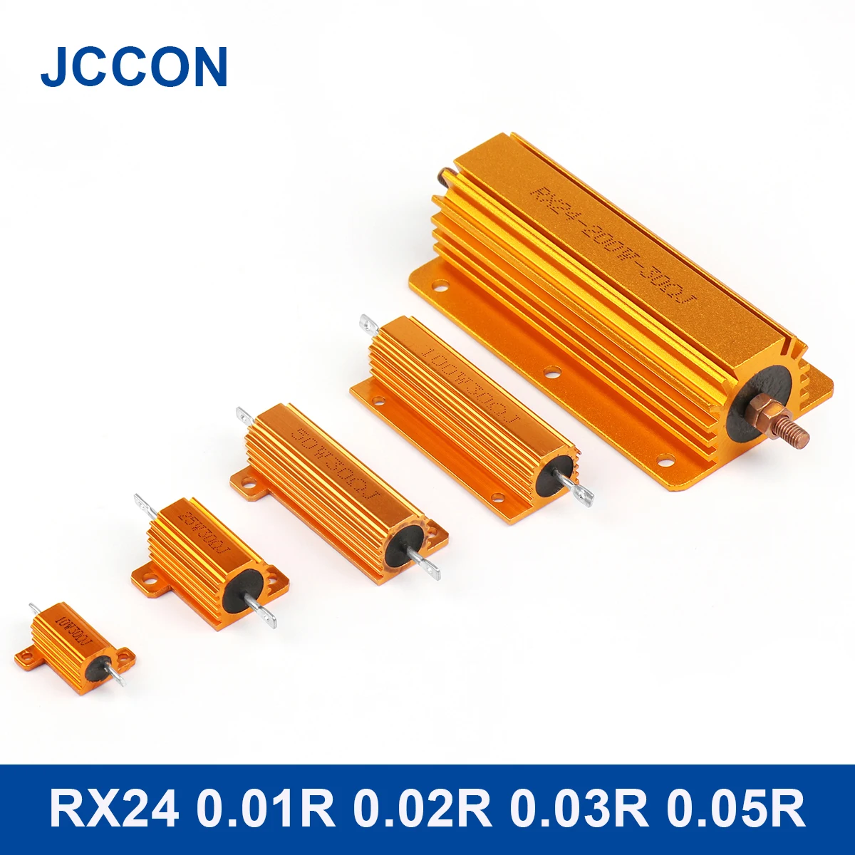 

2Pcs 25W 50W 100W Aluminum Power Metal Shell Wirewound Resistor RX24 0.01R 0.02R 0.03R 0.05R ohm Gold Resistors