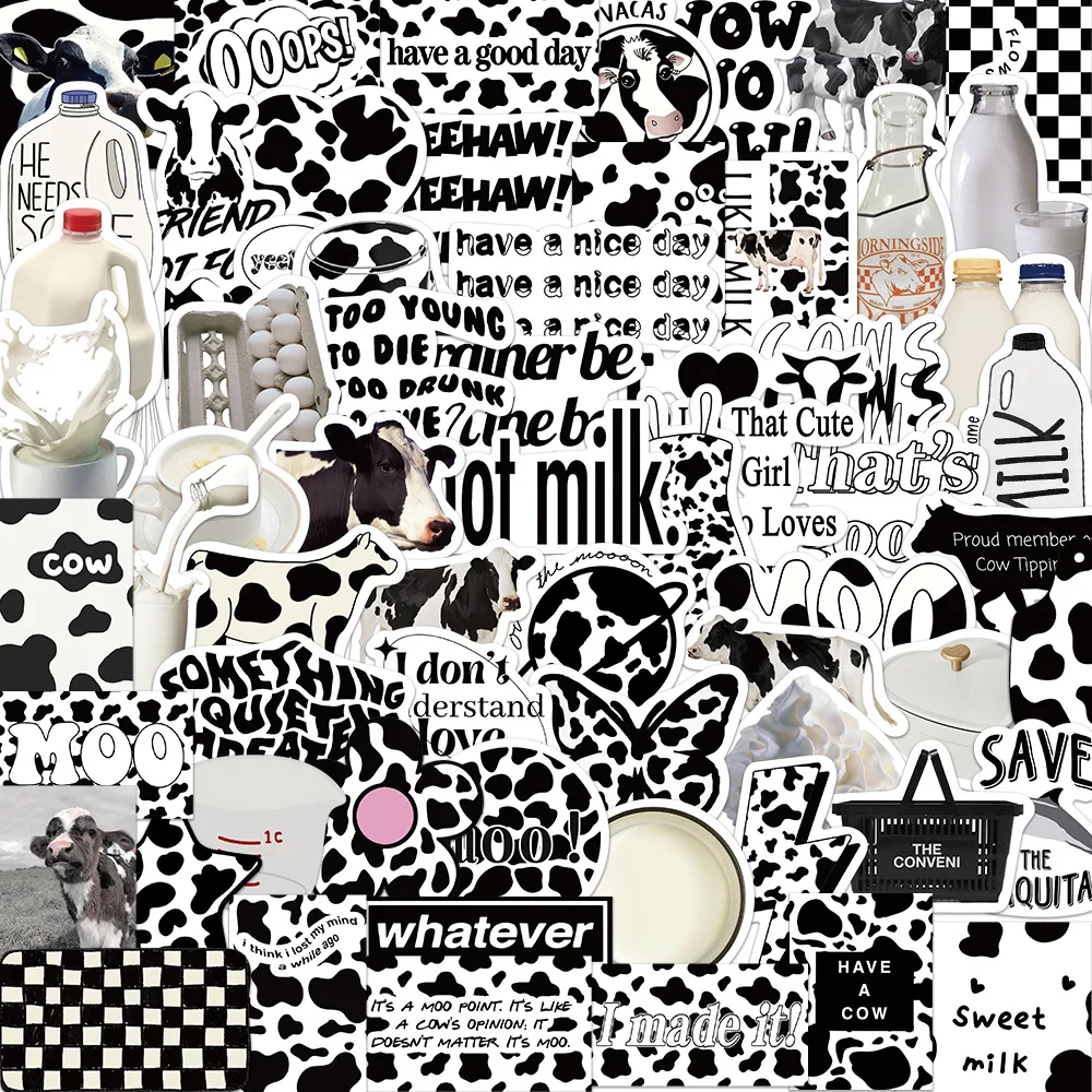 

10/30/65PCS Simple INS Style Milk Cow Stickers DIY Skateboard Notebook Luggage Phone Fridge Bike Graffiti Cartoon Sticker Decal