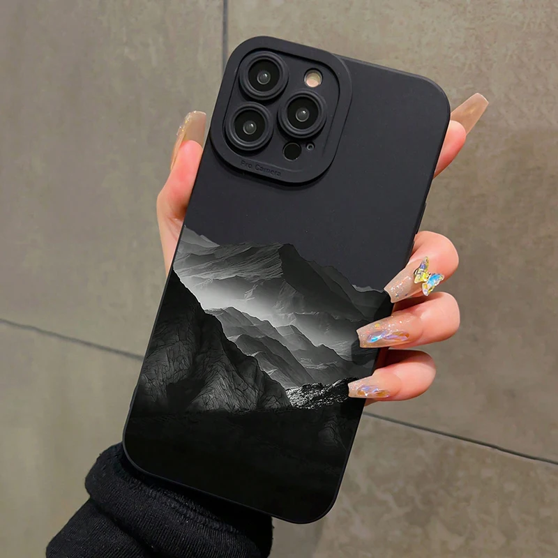 Фото Black Mountain INS Design Silicone Phone Case For Xiaomi Redmi Note 14 13 12 Pro Plus 5G 12S 11 10 Redmi 12 13 14C 13C 12C Cover №1