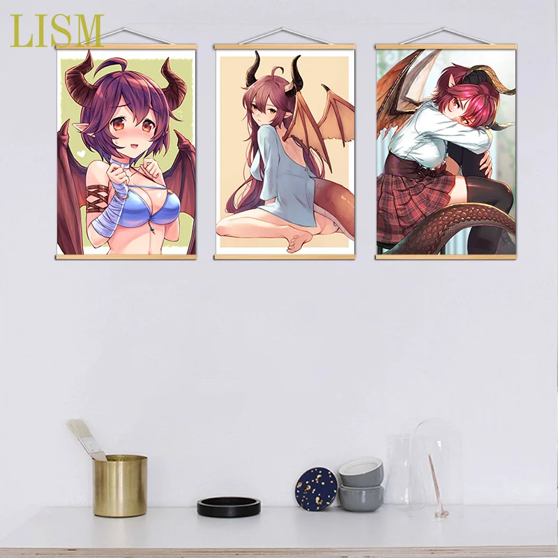 Плакат на стену Аниме Манга рейдж из бахамута греа висячий свиток массива дерева