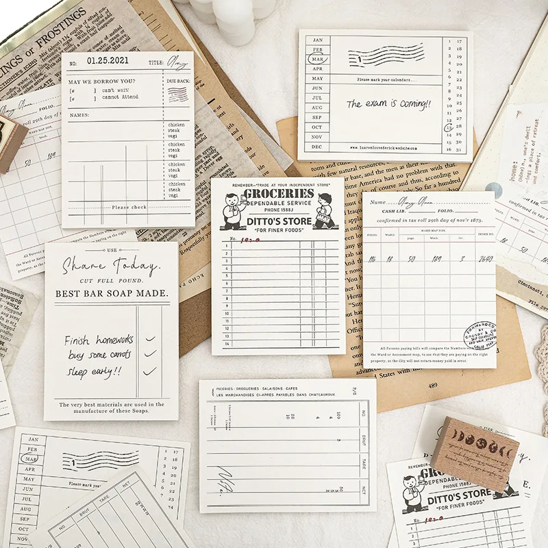 

50pcs Simplicity Record Bill Series Memo Pad Scrapbooking Decoration Office Supplies Creative Stationery Planner Sticky Notes