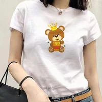 o neck women tops teddy bear graphic simple t shirt white basic t shirt exquisite fashion tee lady casual female summer clothing