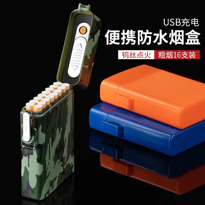 Ветрозащитный и водонепроницаемый новый креативный 16-пакет USB-футляр для сигарет