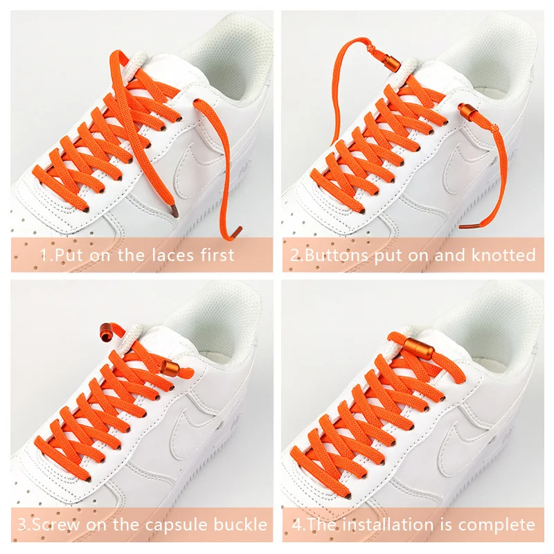 1Pair Elastic No Tie Shoelaces Semicircle Shoe Laces For Kids and Adult Sneakers Quick Lazy Metal Lock Laces Shoe Strings