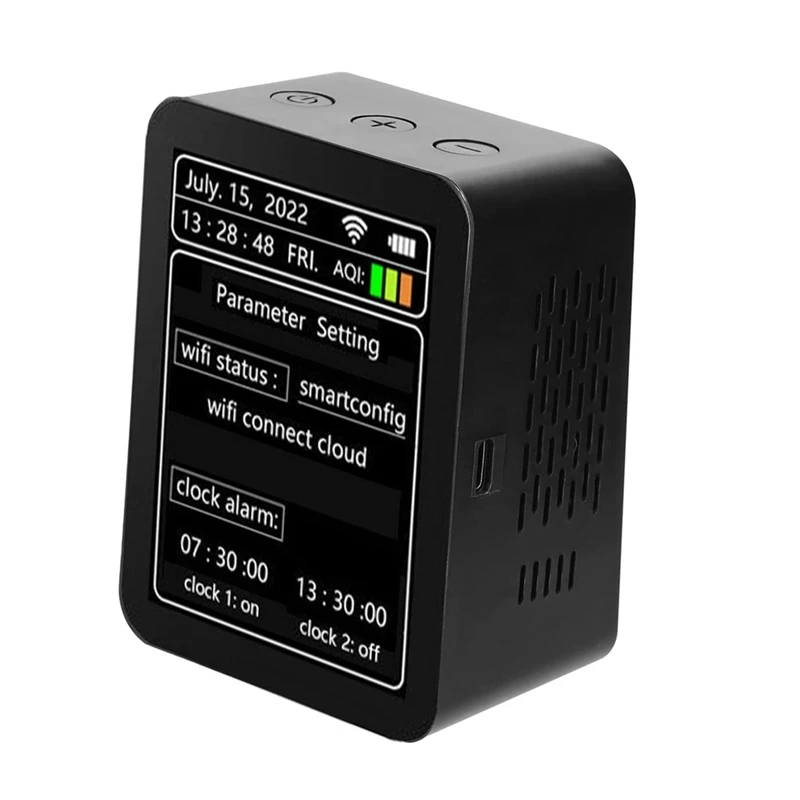 Умный детектор качества воздуха Tuya Wi-Fi 7 в 1 температуры и влажности PM2.5 CO2 TVOC HCHO