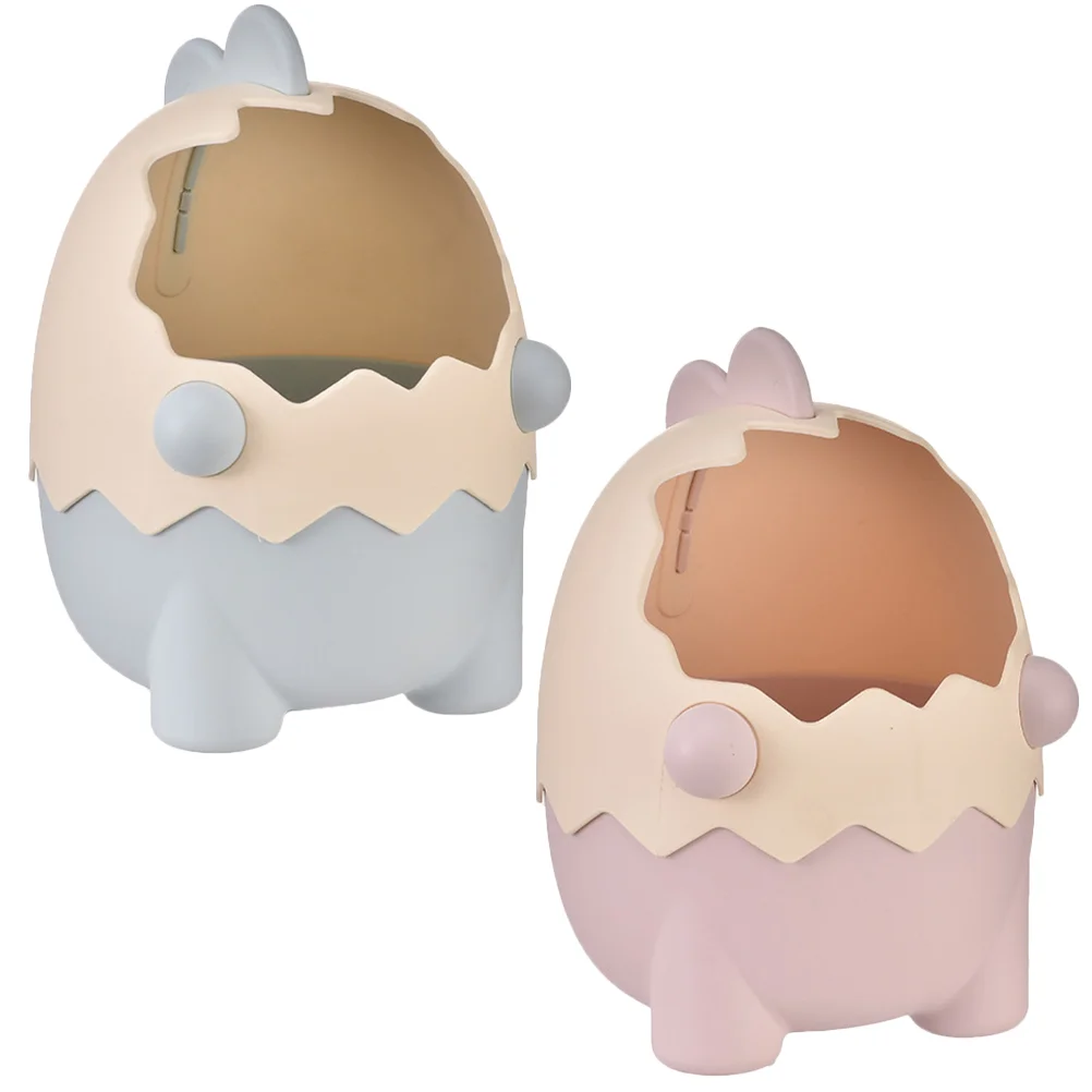

2pcs Tabletop Pen Holder Makeup Brush Container Cartoon Dinosaur Shaped Ornament