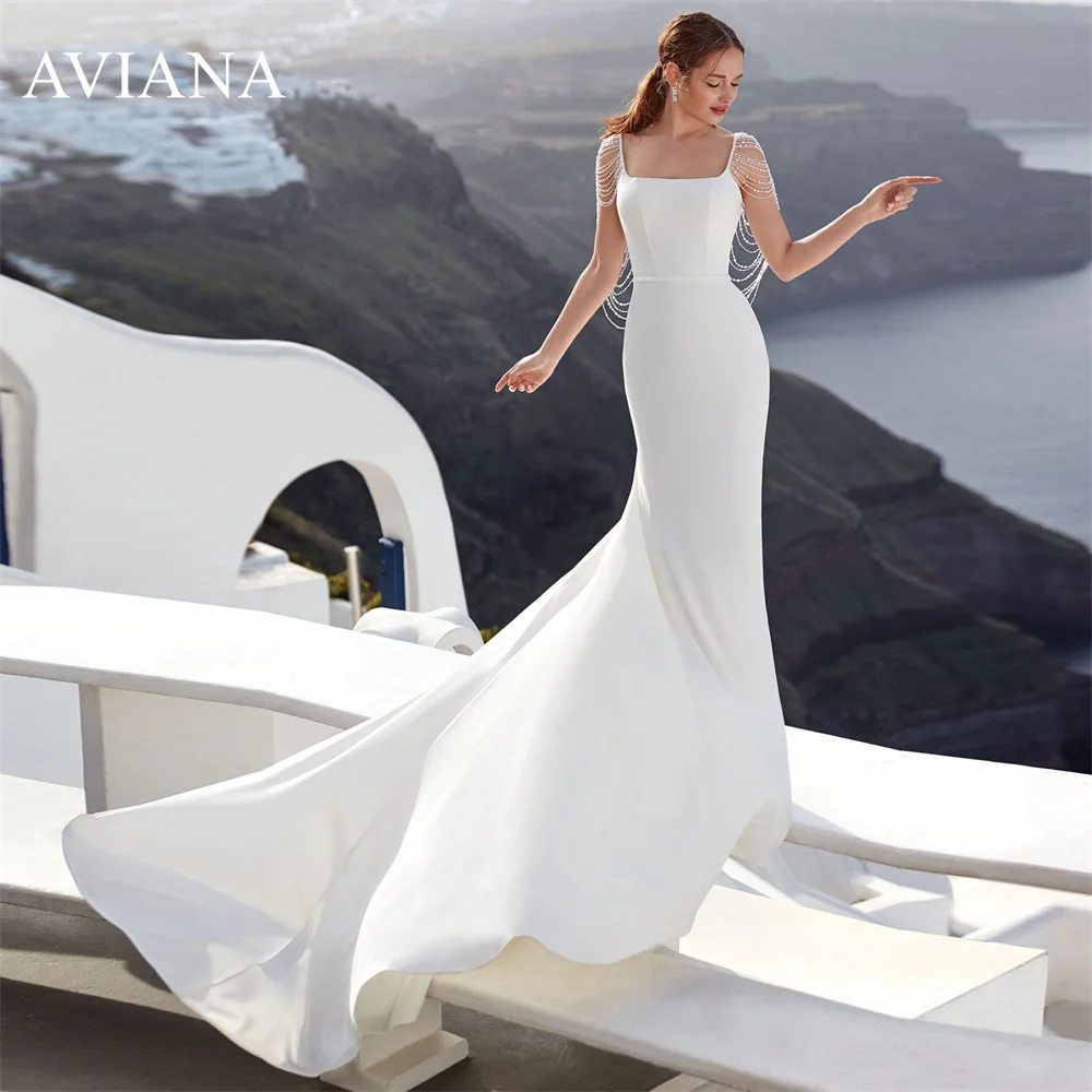 Простое белое свадебное платье-Русалка Aviana