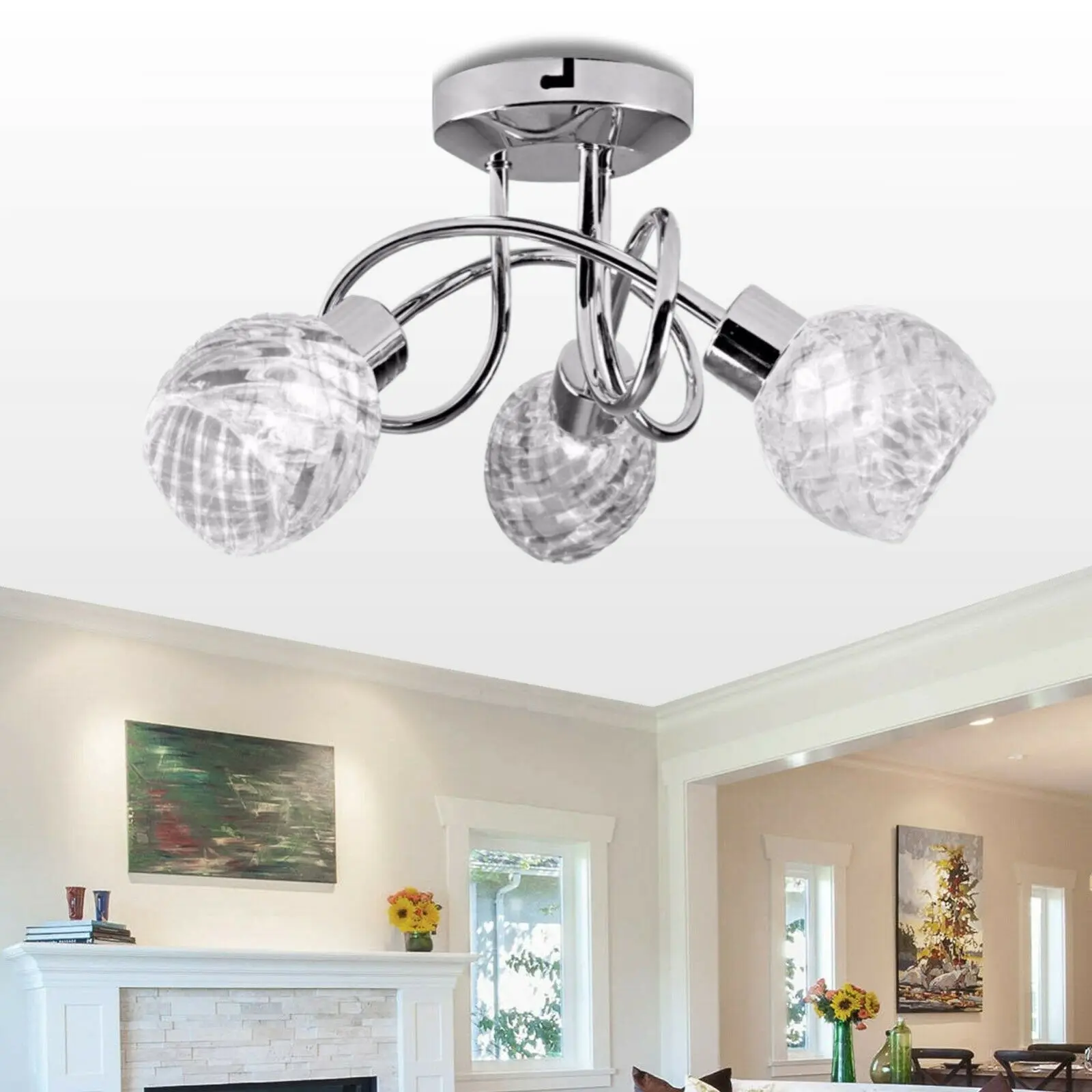

Hot Home LED Lighting Ceiling Spotlight Ceiling Light Modern Style Fitting Chrome 3 Way