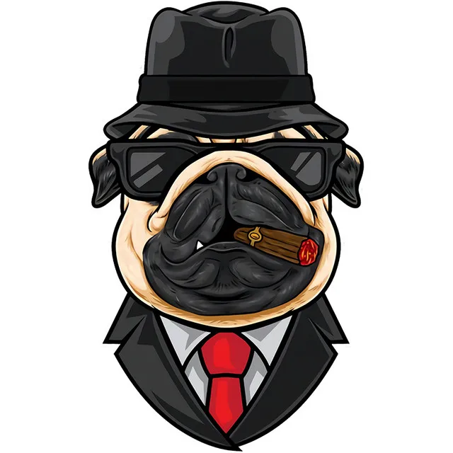 

Boss Pug wearing sunglasses 16 CM Sticker md1