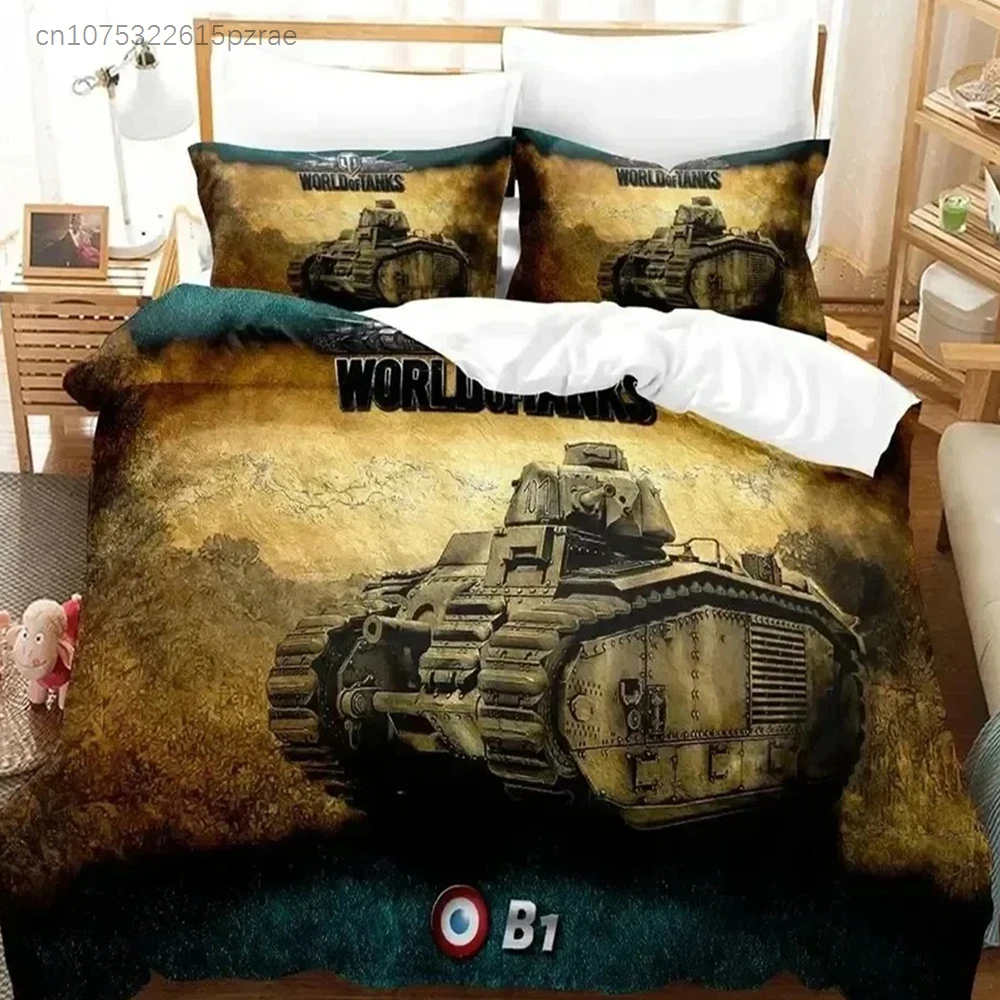 Фото Комплект постельного белья Game World Of Tanks с 3D-печатью, подходит для спальни, комплект пододеяльников с наволочками, детский домашний текстиль №4