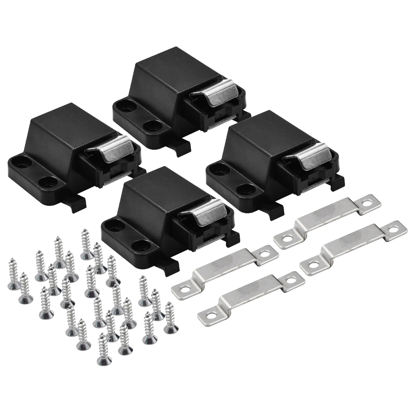 

4pcs Touch Plastic Release Open Push Latches Door Hardware Heavy Duty Self Closing Lock Drawers Closet Kitchen Cabinets Strong