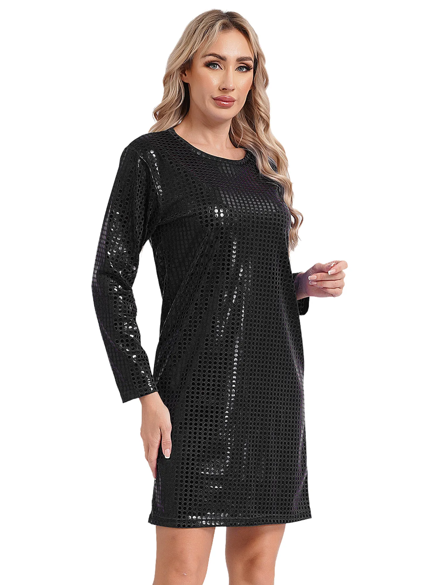 Футболка женская с длинным рукавом топ в металлический горошек уличная одежда