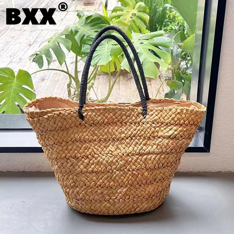 

[BXX] Beach Vacation Woven Casual Handbag For Women 2023 New Fashion Large Capacity Tote Bag Underarm Shoulder Bags 8CY86