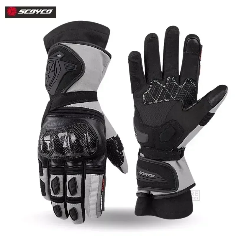 

Scoyco Motorcycle Gloves Winter Waterproof Men Biker Gloves Warm Touch Screen Full Finger Gloves Carbon Fiber Knuckle Protection