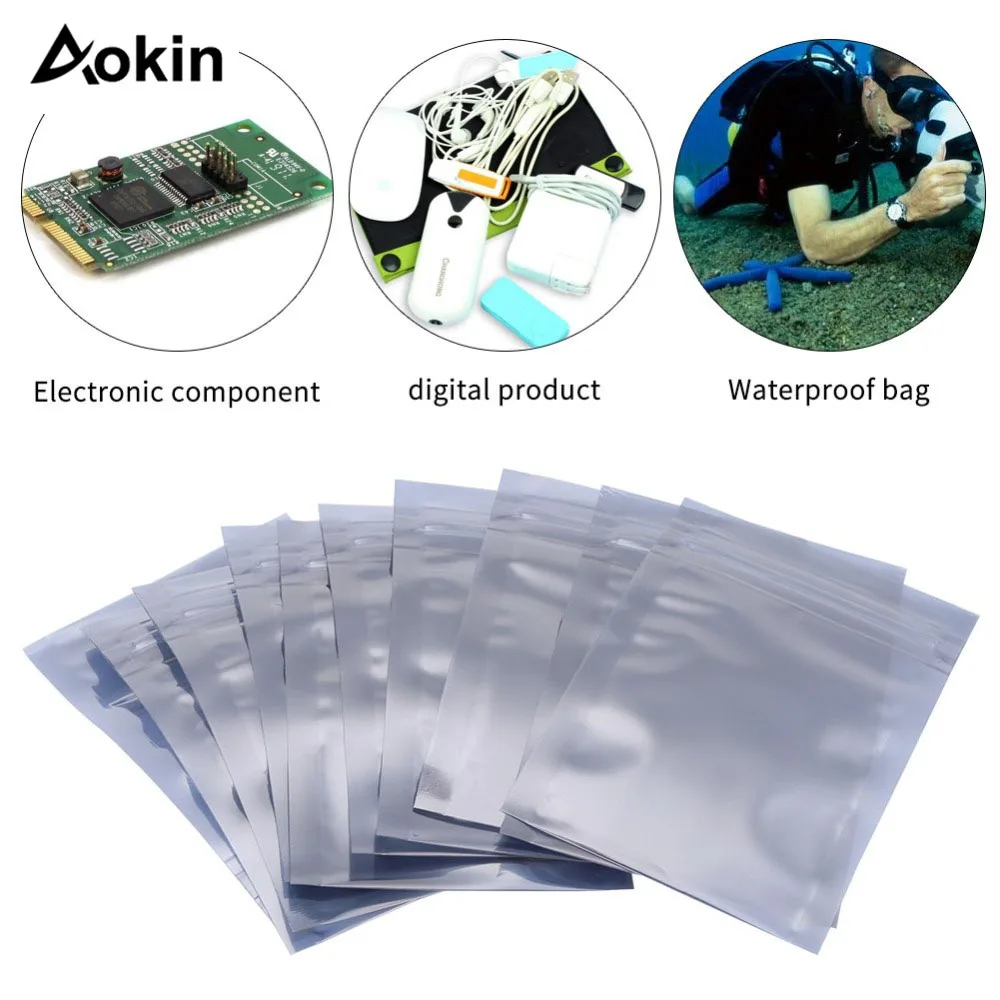 

100Pcs Antistatic Resealable Bag 6x9cm 8x13cm 10x16cm 15x20 cm Premium Anti Static Bags for SSD HDD and Other Electronic Devices