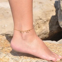 stainless steel jewelry personalized custom 1 7 letters anklet for women customized name gold charms anklet party gift halhal