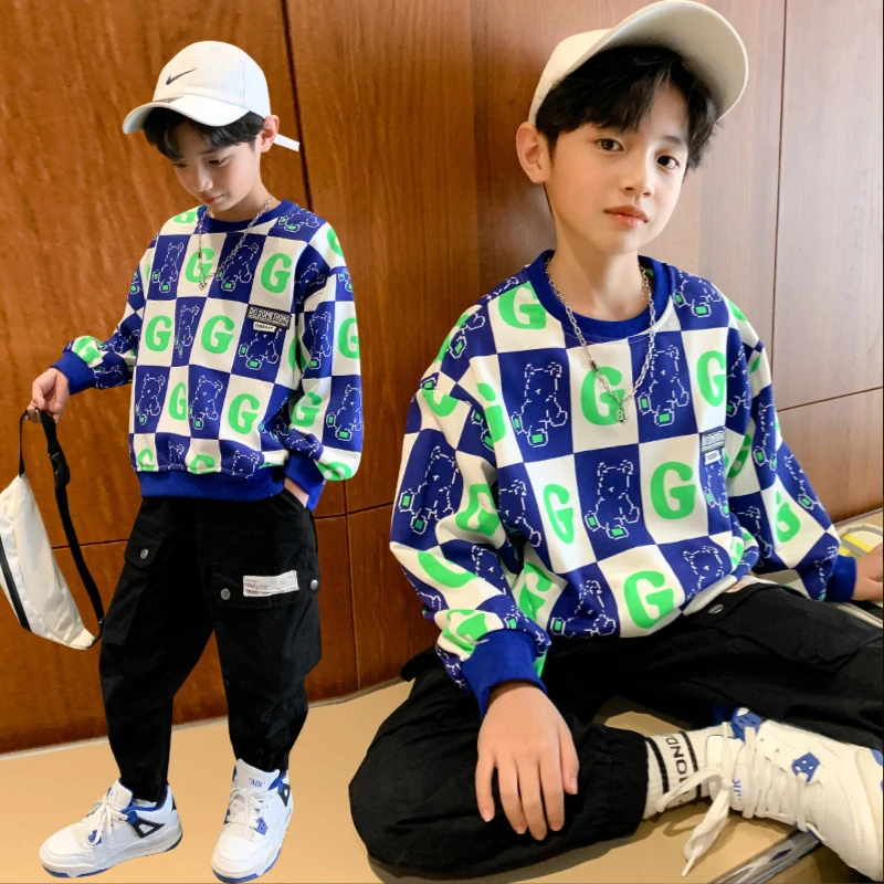 

Boys Sweater Spring and Autumn Models 2022 New Spring Clothing Children's Net Red Foreign Bottoming Shirt Top Korean Fan