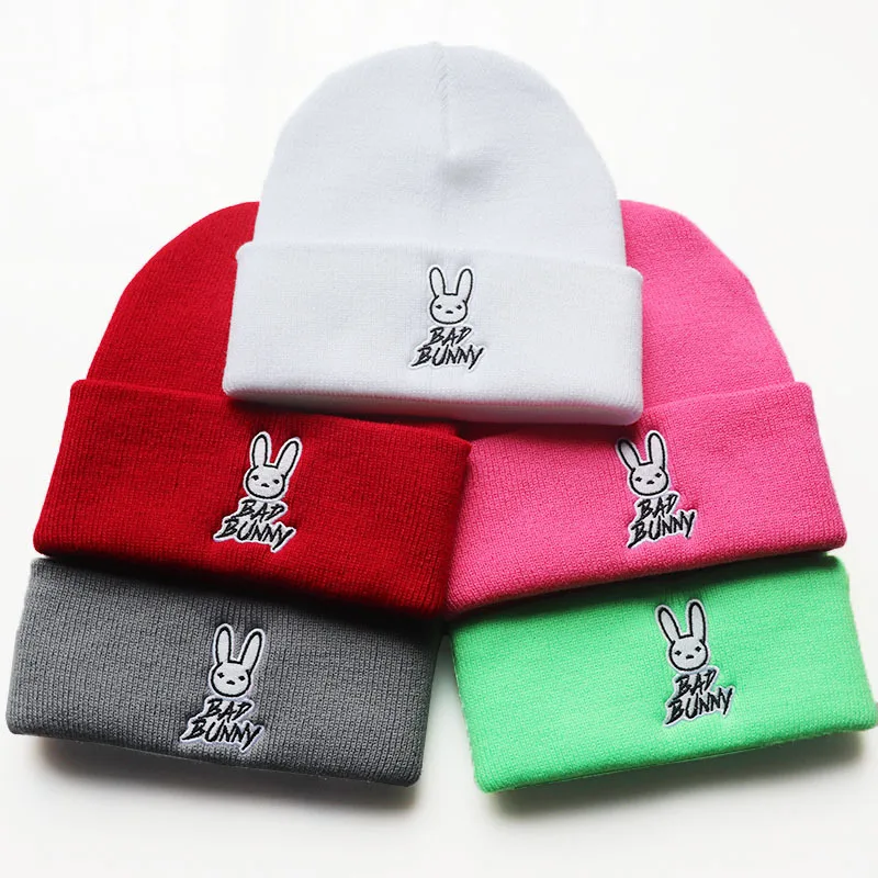 

Cartoon Rabbit Embroidery Knitting Hats Autumn Winter Women Beanies Caps Hat Wool Skullies Cap for Women Unisex Beanie Lovely