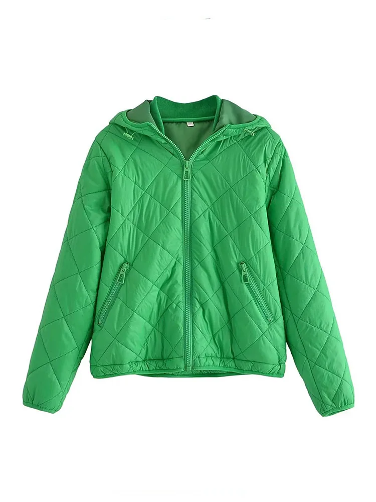 

Women 2022 Winter Warm Fashion Hooded Quilted Cotton Jackets Coat Vintage Long Sleeve zipper Female Outerwear Chic Tops