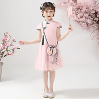 3 16y chinese styles children evening gown kids wedding party dresses cheongsam qipao gift for girls short sleeve princess dress