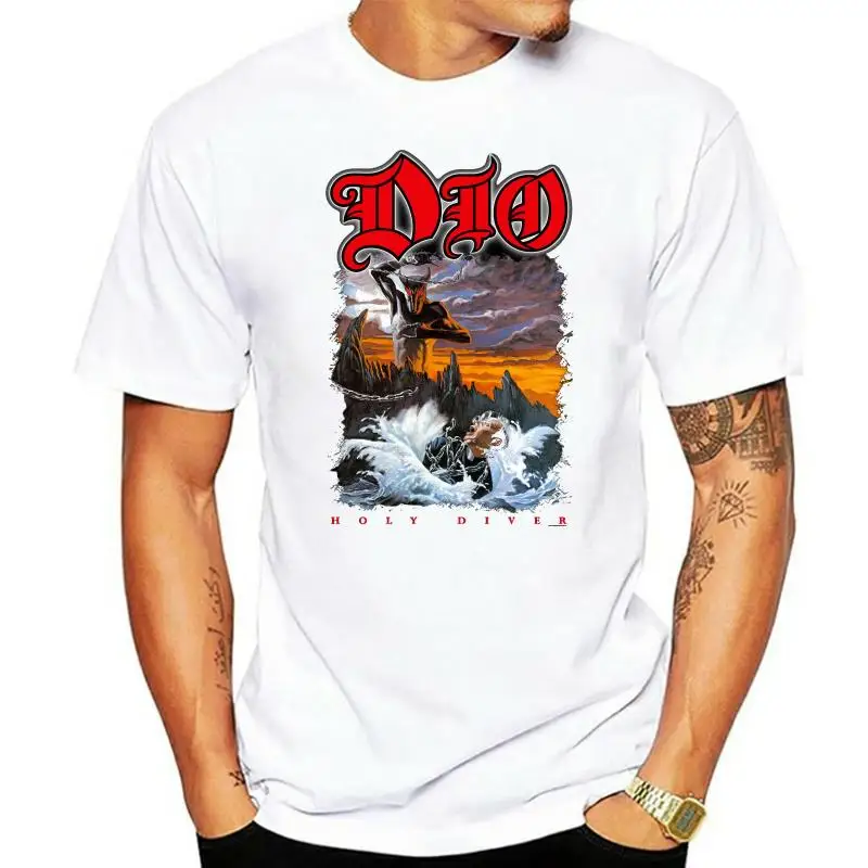 

Футболка Dio-Holy Diver-American из тяжелого металла, черная Хлопковая мужская футболка, размер от S до 3Xl, летняя стильная повседневная одежда, футболк...