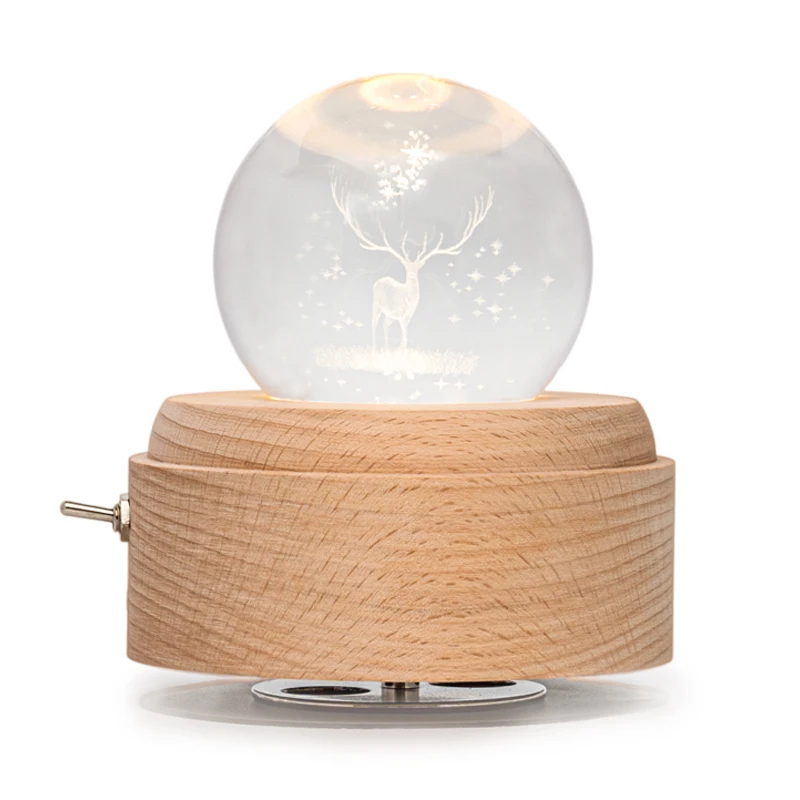 

Dropshipping Wooden Music Box Creative Gift Transparent Crystal Ball Music Boxes