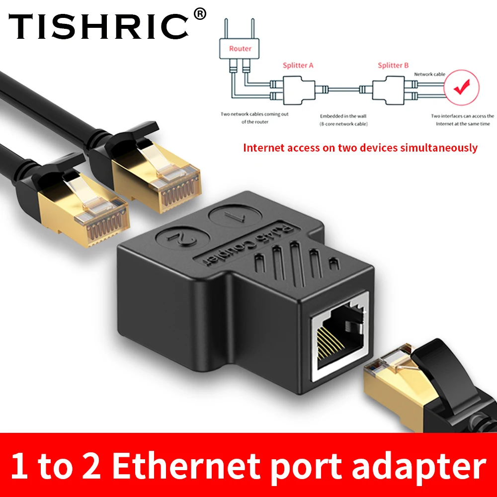 

Адаптер TISHRIC с 1 на 2 портами Ethernet, кабельный порт Rj45, сетевой Кабельный разъем, разделенный на два разделительных удлинителя