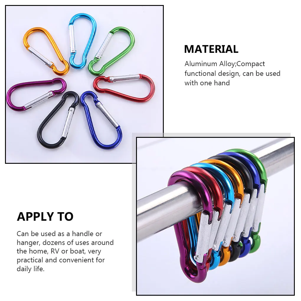 

Упаковка из 5 карабинов, D-образное кольцо, брелок для кемпинга, запирающийся рыболовный портативный ремень с крючком, Пряжка из тесьмы для в...