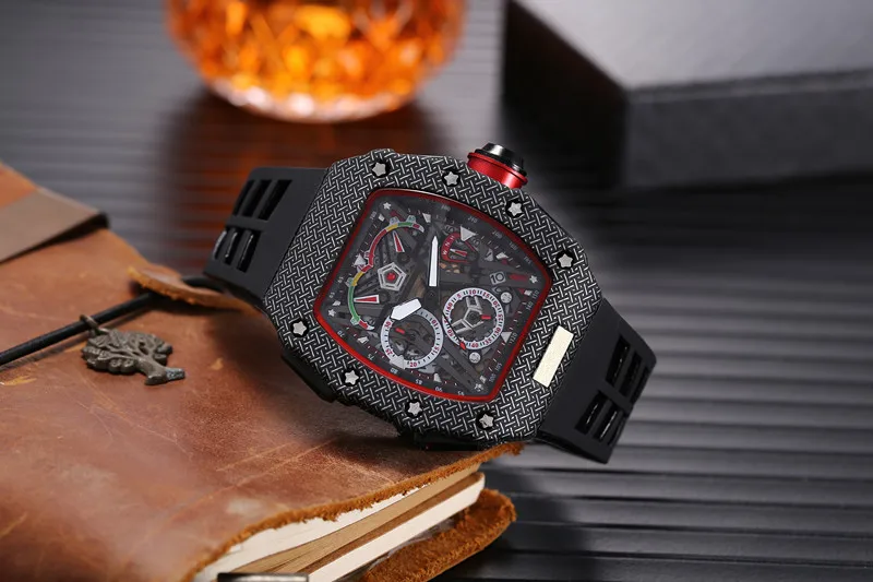 

RM Automatic date watch limited edition men's watch top brand luxury full-featured quartz watch silicone strap