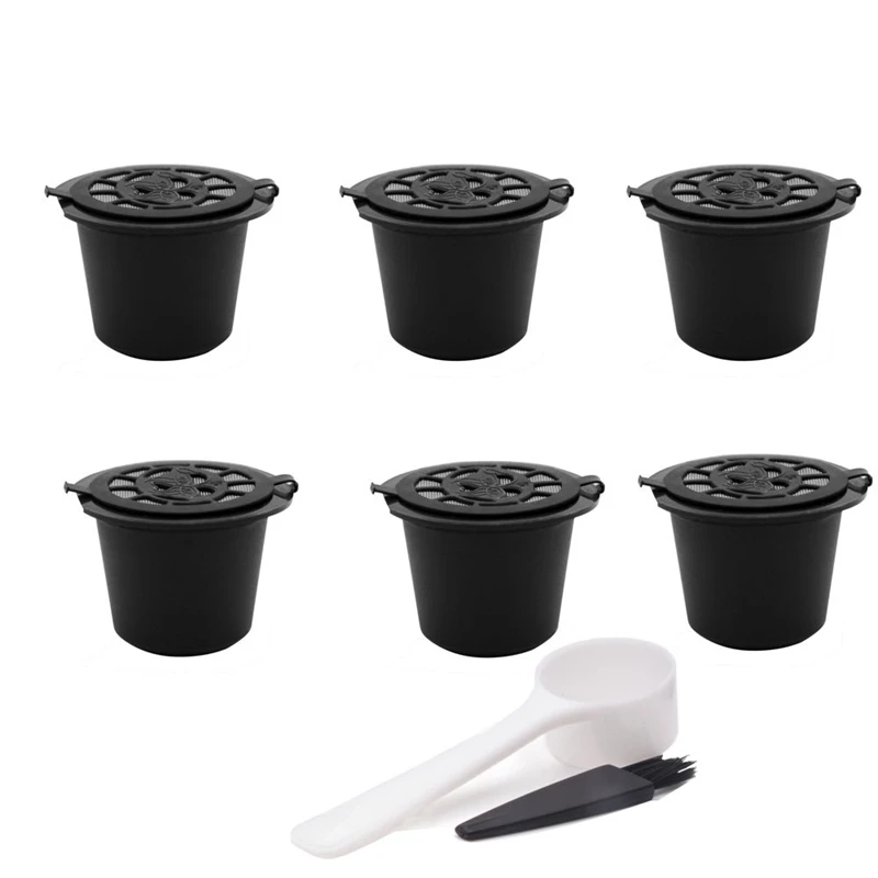 

Reusable For Nespresso Coffee Capsules Cup With Spoon Brush Refillable Coffee Capsule Refilling Filter