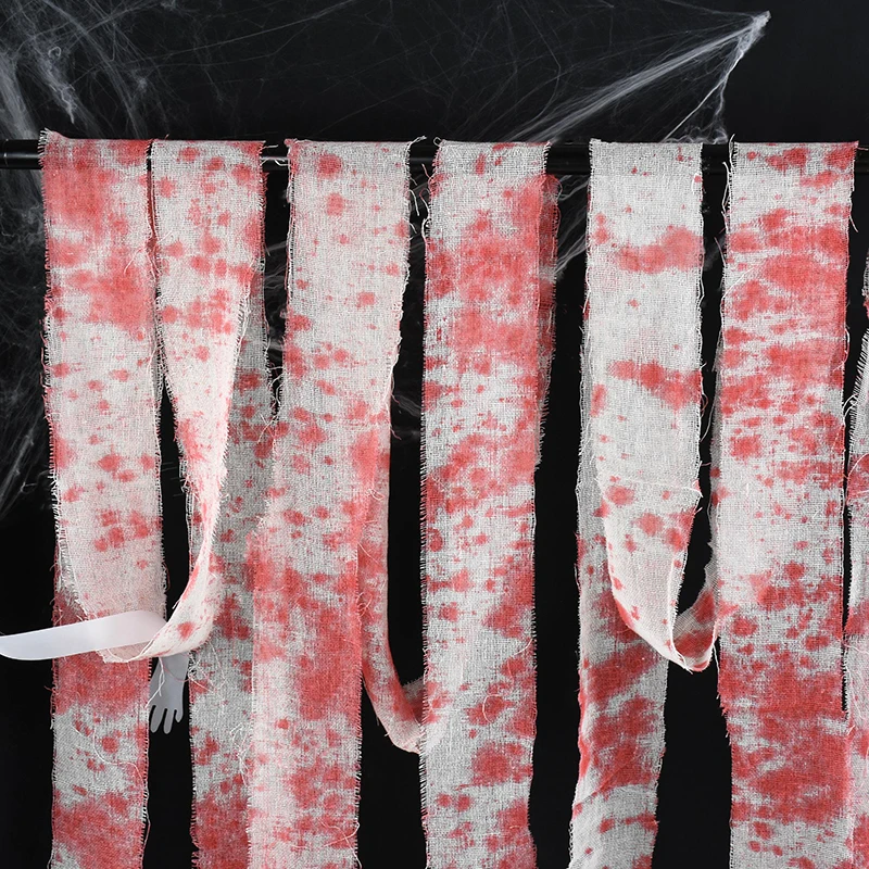 

5M Halloween Bloody Cloth Strip Halloween Party Decorations For Home Outdoor Horror Gauze Line Decor Haunted House Scary Props