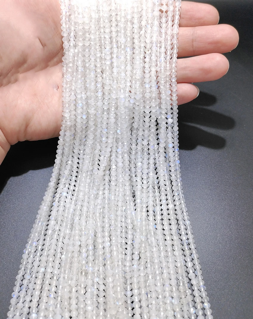 Natural Clear Blue moonlight stone  Faceted Round  Loose Beads 15