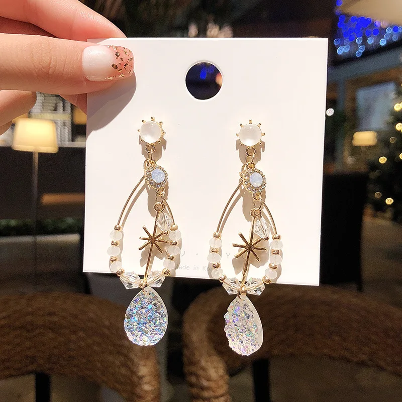 

S925 Silvers Retro Baroque Snowflake Water Drop Crystal Dangle Earrings Jewellery for Women Earrings 2022 Classic Wholesale