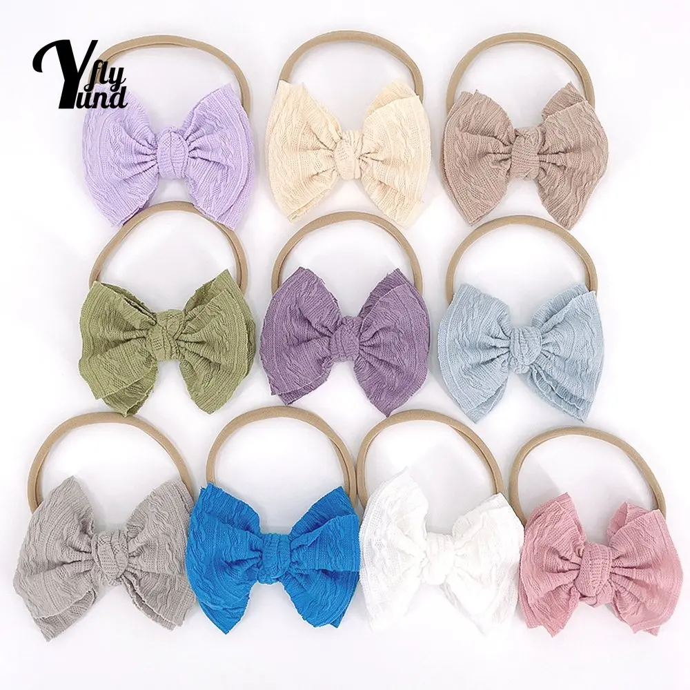 

Новинка эластичный нейлоновый бант Yundfly повязка на голову для маленьких девочек кружевной двойной бант хаки детский головной убор аксессуары для волос подарки на день рождения