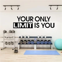 your only limit is you quotes wall decals gym studio decor sticker home gym fitness motivational workout wallpaper mural dw14179
