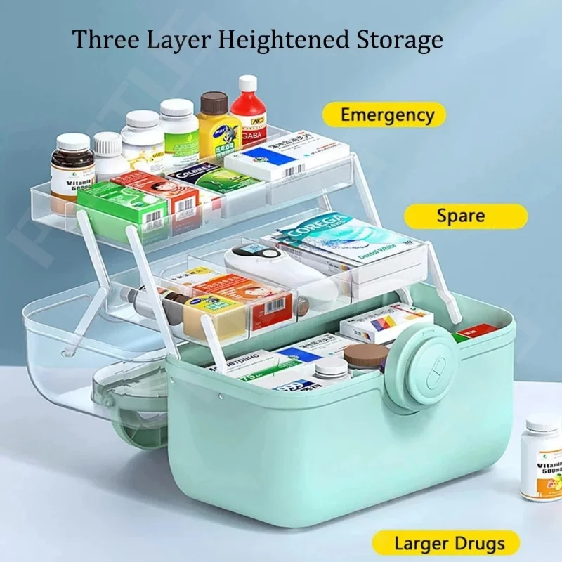 

3 Layers Family Medicine Box Large Capacity Medicines Organizer Containers Portable First Aid Kit Familys Emergency Kit Box