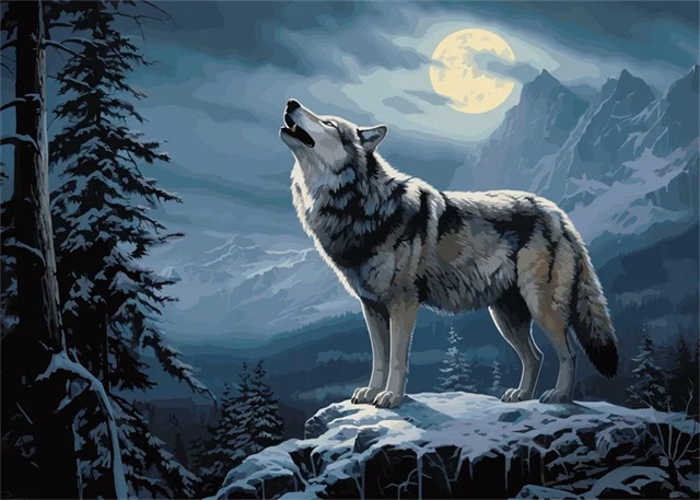 

Абстрактный постер волк на холсте