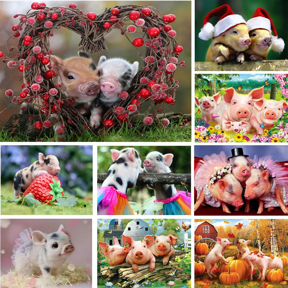 

5D Diy Diamond Painting Pig Animal Full Rhinestones Embroidery Mosaic Art Cross Stitch Kits Home Decor New Arrivals 2023