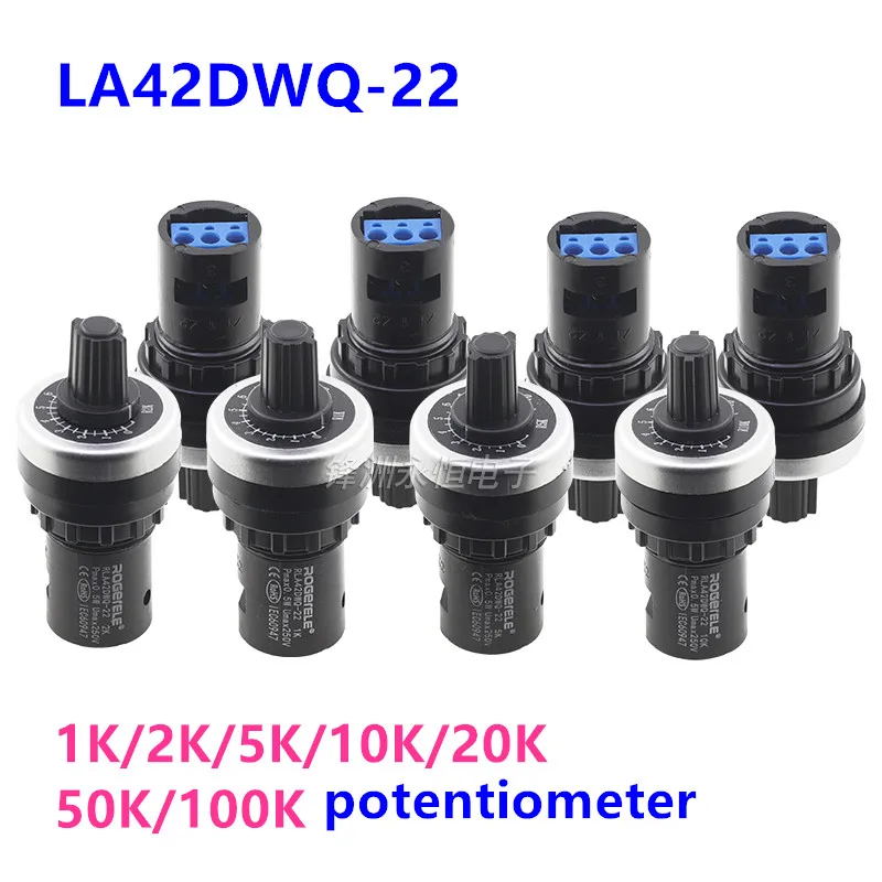 

LA42DWQ-22 1K 2K 5K 10K 20k 50k 500k 22mm Diameter Pots Rotary Potentiometer Converter Governor Inverter
