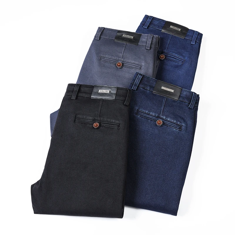 Spring Autumn 2022 Men's Smart Elastic Jeans Business Fashion Straight Regular Stretch Denim Trousers Men Jeans 30-40