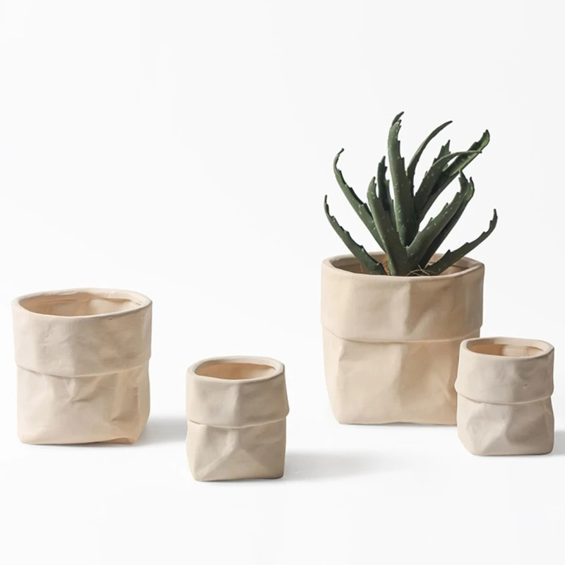 

Flower Pot Silicone Mold Succulent Planter Concrete Mold Paper Sack Concrete Cement Mold for DIY Pen Holder,Home Decor 124A
