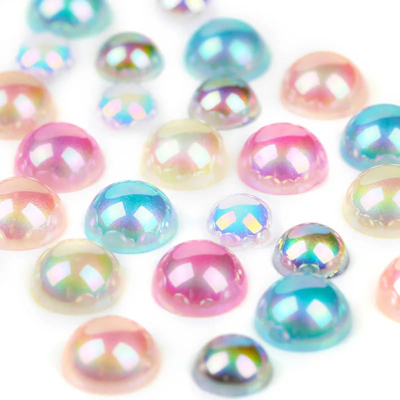 

2/3/4/5/6/8/10mm Half Hole Pearl ABS Plastic Beads AB Color Half Round Flat Back For Jewelry Making Findings DIY Accessories